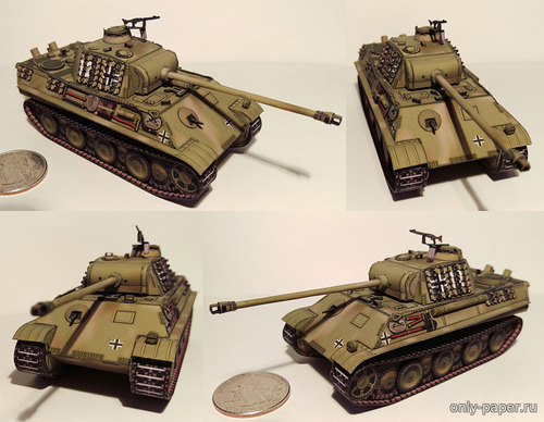 Модель танка Panzerkampfwagen Panther Ausf G из бумаги/картона
