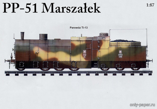 Сборная бумажная модель / scale paper model, papercraft PP-51 "Marszalek" 