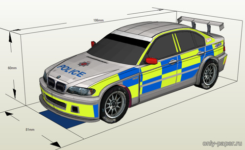 Сборная бумажная модель / scale paper model, papercraft BMW 320i E46 Gloucestershire Police Roads Policing Unit ANPR Intercept Car [Atlantic3D] 