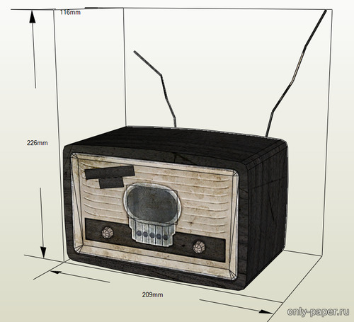 Модель радиоприемника из игры Фоллаут из бумаги/картона