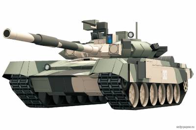 Модель танка Т-90 из бумаги/картона