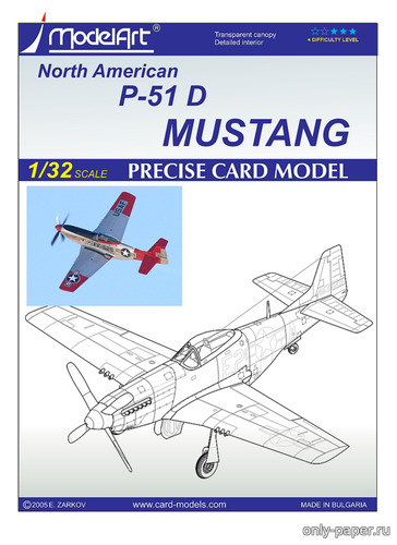 Сборная бумажная модель / scale paper model, papercraft P-51D Mustang - Valhalla 