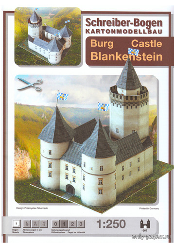 Модель замка Бланкенштайн из бумаги/картона