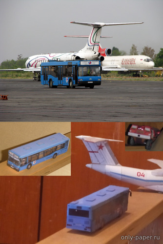 Сборная бумажная модель / scale paper model, papercraft Перронный автобус МАЗ-103.075 (Конверсия и перекрас модели от Mungojerrie) 
