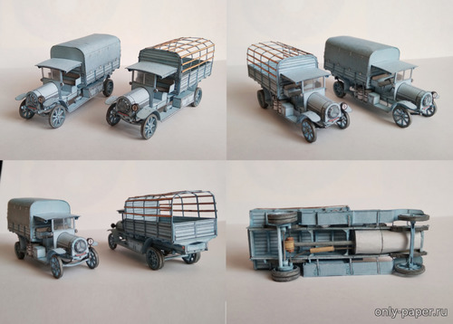 Сборная бумажная модель / scale paper model, papercraft Французский грузовик De Dion Bouton type FR 