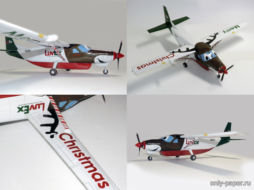 Сборная бумажная модель / scale paper model, papercraft Cessna Caravan Christmas Gift 