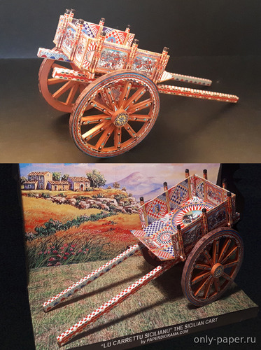 Сборная бумажная модель / scale paper model, papercraft Sicilian Cart 