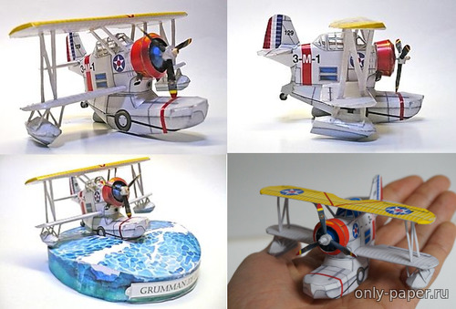 Сборная бумажная модель / scale paper model, papercraft Grumman J2F ''Duck'' в стиле "Чиби" 