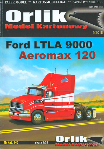 Сборная бумажная модель / scale paper model, papercraft Ford LTLA 9000 Aeromax120 (Orlik 140) 