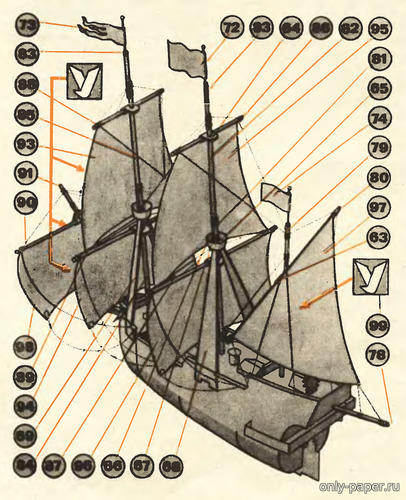Модель галеона Альбатрос из бумаги/картона