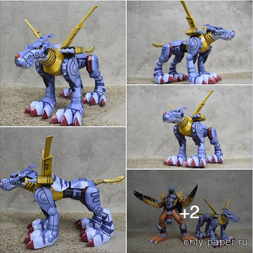 Сборная бумажная модель / scale paper model, papercraft Digimon Adventure - MetalGararumon (JavPapercraft) 