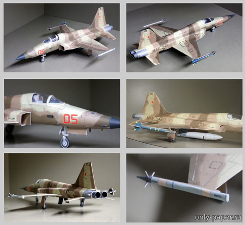 Сборная бумажная модель / scale paper model, papercraft Northrop F-5e Tiger II VMFT-401 
