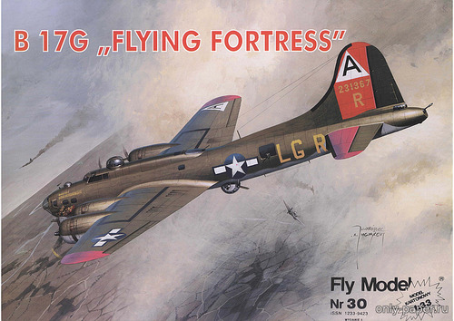 Сборная бумажная модель / scale paper model, papercraft B-17 Flying Fortress "Летающая крепость" (Реставрация с компоновкой на А4 Fly Model 030) 