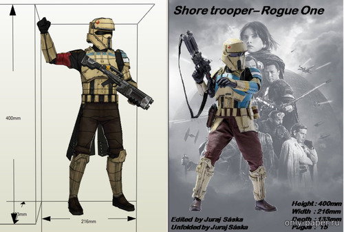 Сборная бумажная модель / scale paper model, papercraft Shore trooper (Star Wars - Rogue One) 