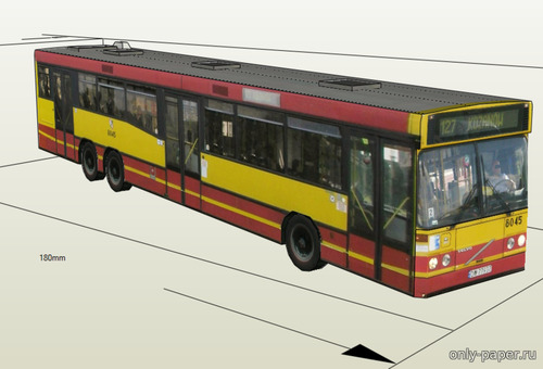 Сборная бумажная модель / scale paper model, papercraft Городской автобус Volvo B10BLE 6x2 