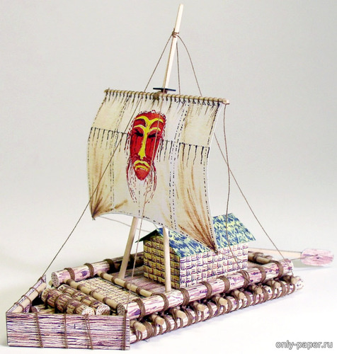 Сборная бумажная модель / scale paper model, papercraft Плот Кон-Тики / Kon-Tiki (ABC 2002-17) 