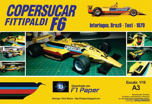 Сборная бумажная модель / scale paper model, papercraft Copersucar Fittipaldi F6 Emerson Fittipaldi Interlagos Test - 1979 