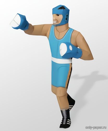 Модель фигуры боксера из бумаги/картона