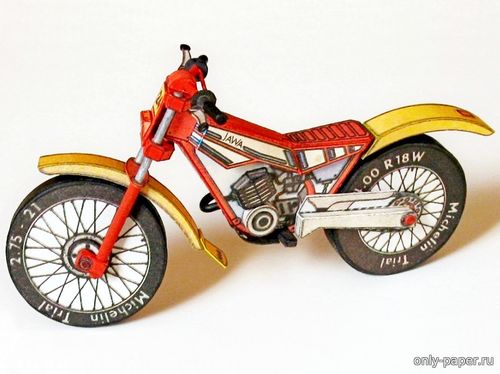 Модель мотоцикла Jawa 250 Trial из бумаги/картона