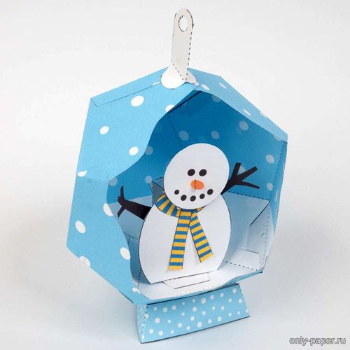 Сборная бумажная модель / scale paper model, papercraft Елочный шар со Снеговиком / Moving Snowman Ornament 