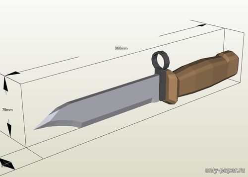 Сборная бумажная модель / scale paper model, papercraft Штык-нож для АК-74 