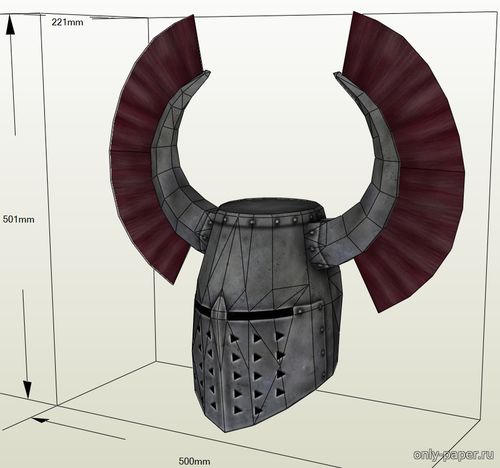 Сборная бумажная модель / scale paper model, papercraft Крылатый большой шлем / Winged Great Helmet (Mount & Blade: Lords And Realms) 