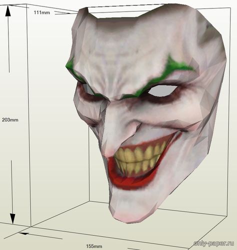 Сборная бумажная модель / scale paper model, papercraft Маска Джокера / Joker Mask (Темный рыцарь / The Dark Knight) 