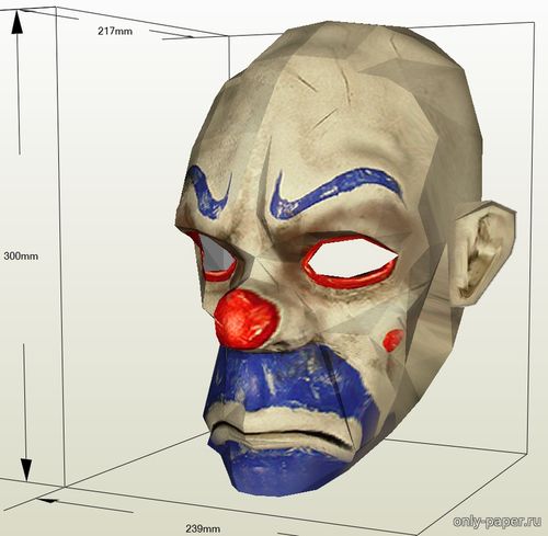 Сборная бумажная модель / scale paper model, papercraft Маска Джокера / Joker Mask (Темный рыцарь / The Dark Knight) 