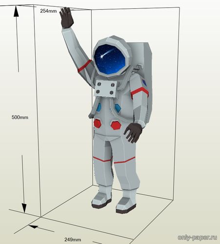 Модель фигуры космонавта из бумаги/картона
