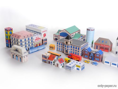 Сборная бумажная модель / scale paper model, papercraft Микро город / Micro city 
