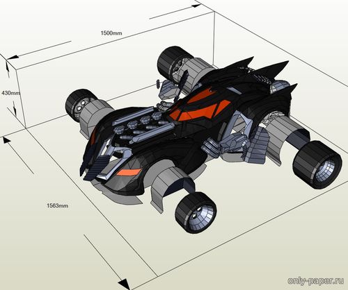 Сборная бумажная модель / scale paper model, papercraft Бэтмобиль / Batmobile 