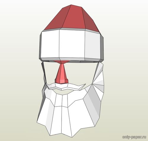 Сборная бумажная модель / scale paper model, papercraft Маска Санта-Клауса / Simple Santa Mask 