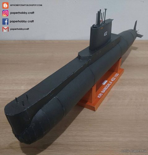 Модель подводной лодки KRI Nanggala (402) из бумаги/картона