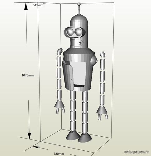 Сборная бумажная модель / scale paper model, papercraft Бендер / Bender (Futurama) 