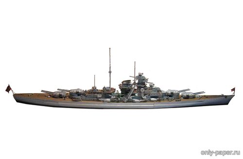 Модель линкора Бисмарк из бумаги/картона