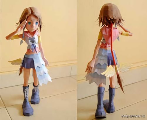 Сборная бумажная модель / scale paper model, papercraft Чиби Юна / Chibi Yuna (Final Fantasy: Kingdom Hearts 2) 