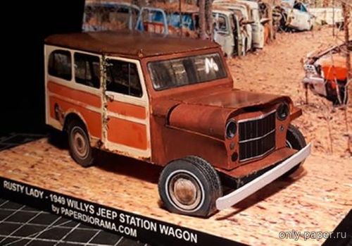 Модель автомобиля Willys Jeep Station Wagon Rusty Lady 1949 из бумаги