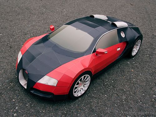 Сборная бумажная модель / scale paper model, papercraft Bugatti Veyron 