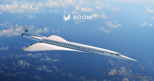 Модель самолета Overture Boom SuperSonic из бумаги/картона