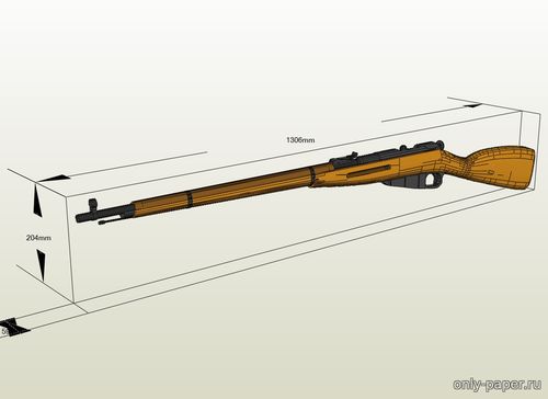 Модель винтовки Мосина из бумаги/картона