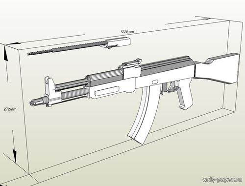Модель автомата Калашникова АК-105 из бумаги/картона