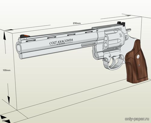 Модель револьвера Colt Anaconda из бумаги/картона