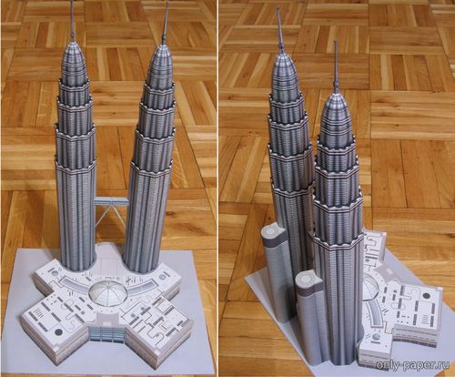 Сборная бумажная модель / scale paper model, papercraft Башни Петронас / Petronas Twin Towers 