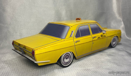 Модель автомобиля ГАЗ-24 Волга такси СССР из бумаги/картона