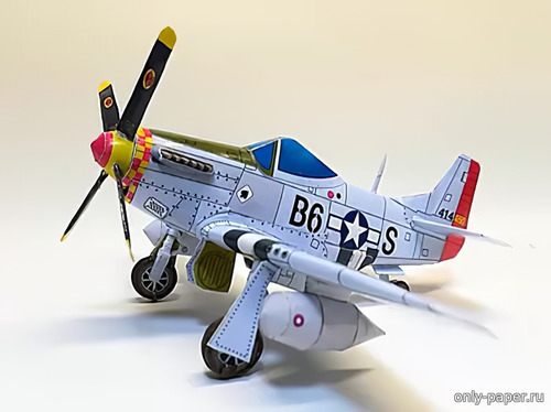 Сборная бумажная модель / scale paper model, papercraft P51 Mustang Chibi-style (Shigeru Takigami) 