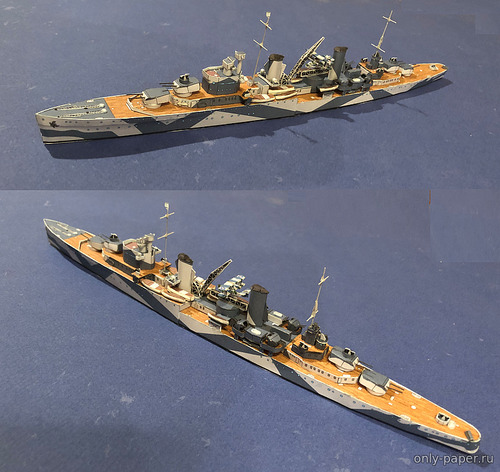 Сборная бумажная модель / scale paper model, papercraft Light cruiser HMAS Perth / Лёгкий крейсер «Перт» (Wayne McCullough) 