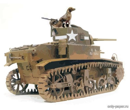 Модель танка M3A1 Stuart из бумаги/картона