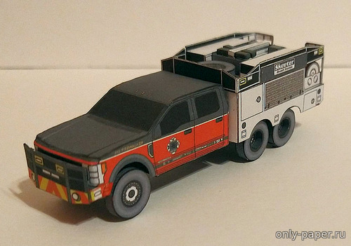 Сборная бумажная модель / scale paper model, papercraft Ford F550 Skeeter Brush Trucks (FDS) 
