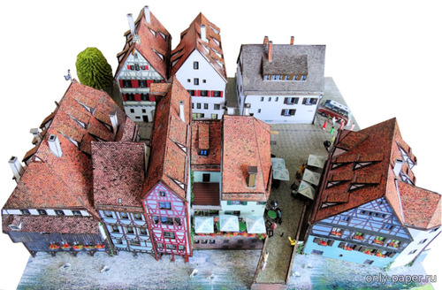 Сборная бумажная модель / scale paper model, papercraft Fischerviertel Ulm/Donau 