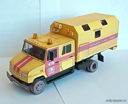 Модель автомобиля ЗиЛ-5301ГА «Бычок» Аварийная ГОРСВЕТ из бумаги
